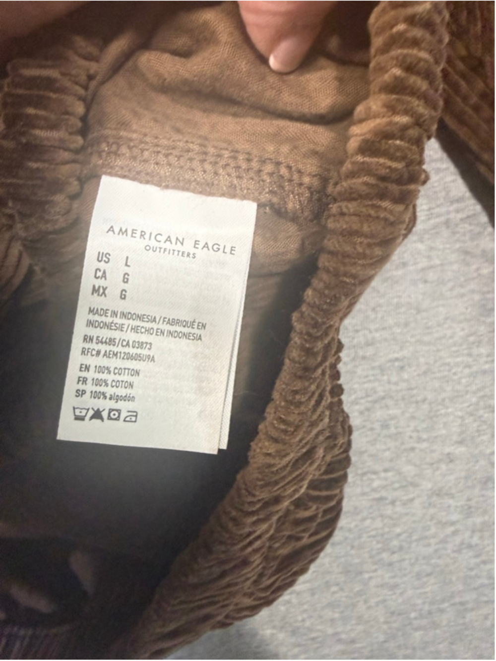 Women's American Eagle Brown Corduroy Hoodie L - Picture 2 of 6